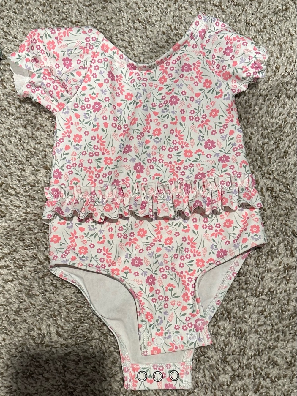 Baby Girls Floral Ruffle One-Piece Swimsuit - Pink
